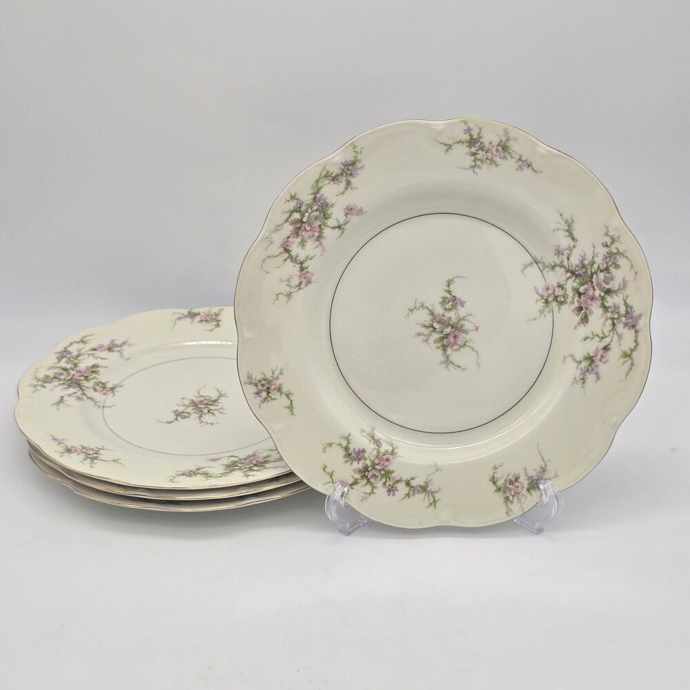 4 Theodore Haviland New York Rosalinde 10 3/8" Dinner Plates